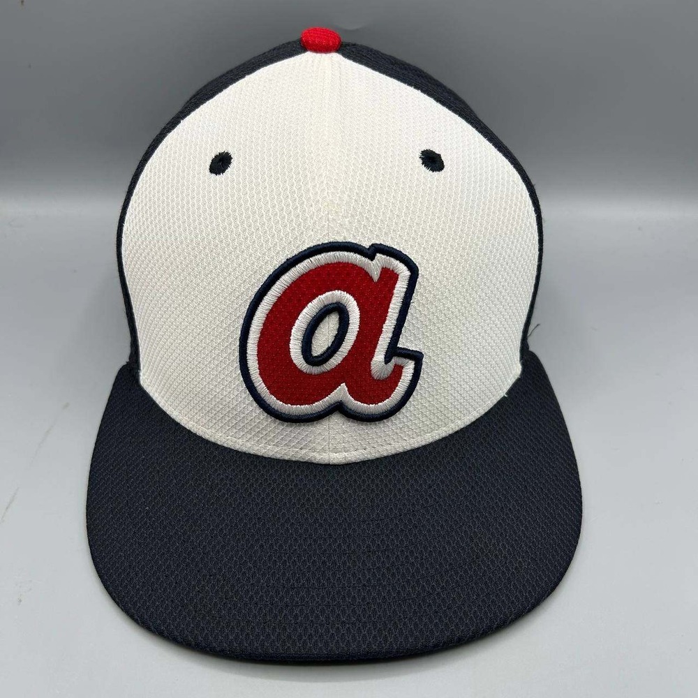 Atlanta Braves MLB Hat Men 7 White Red Black 59Fifty New Era Fitted Cap